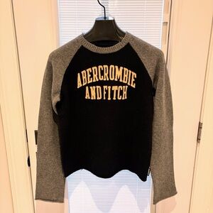 Vintage 90s Abercrombie & Fitch Muscle Fit Knit Wool Sweater Gray Crewneck Med